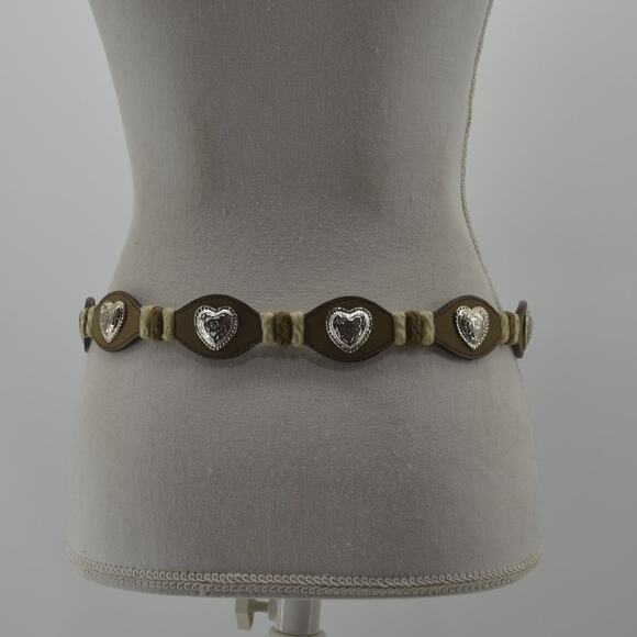 3D Western Brown Leather Belt Cowgirl Size 32 Heart Conchos - Picture 7 of 11